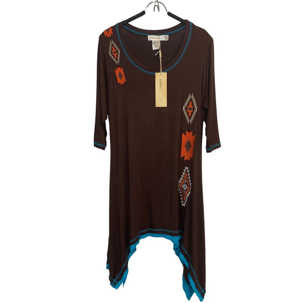 URBAN MANGOZ Southwest Design Embroidered Tunic Dress